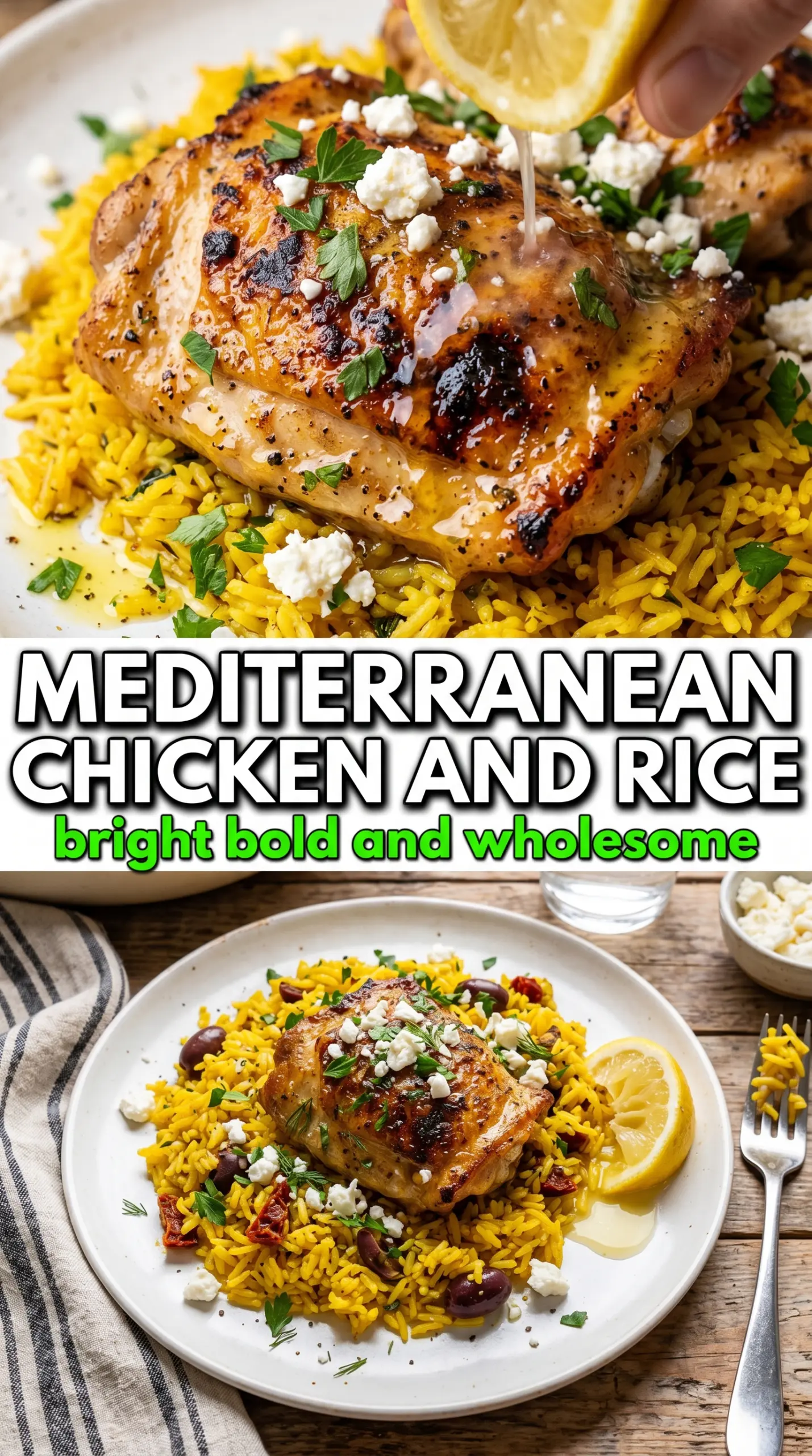 Mediterranean Chicken and Rice golden lemony, herb-flecked