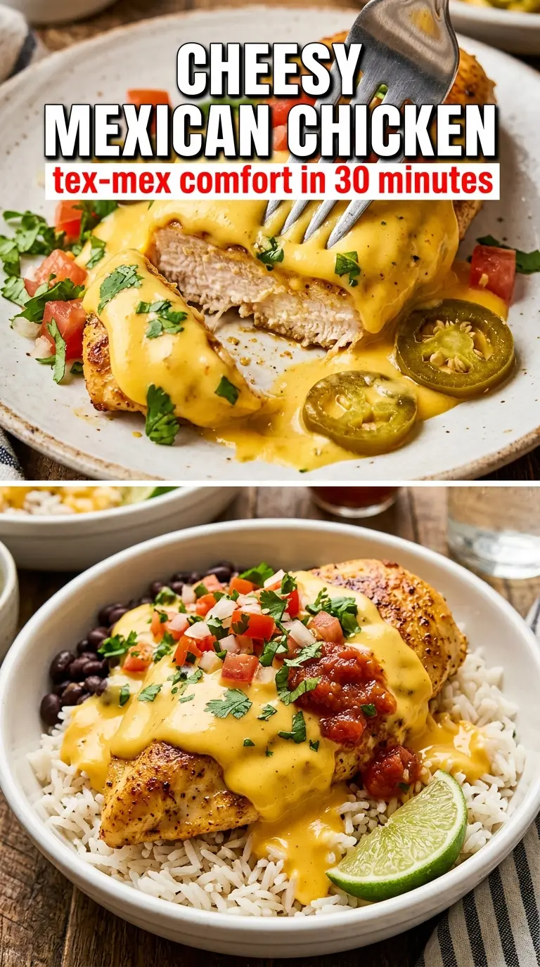 Mexican Chicken with Cheese Sauce cheesy skillet chicken queso