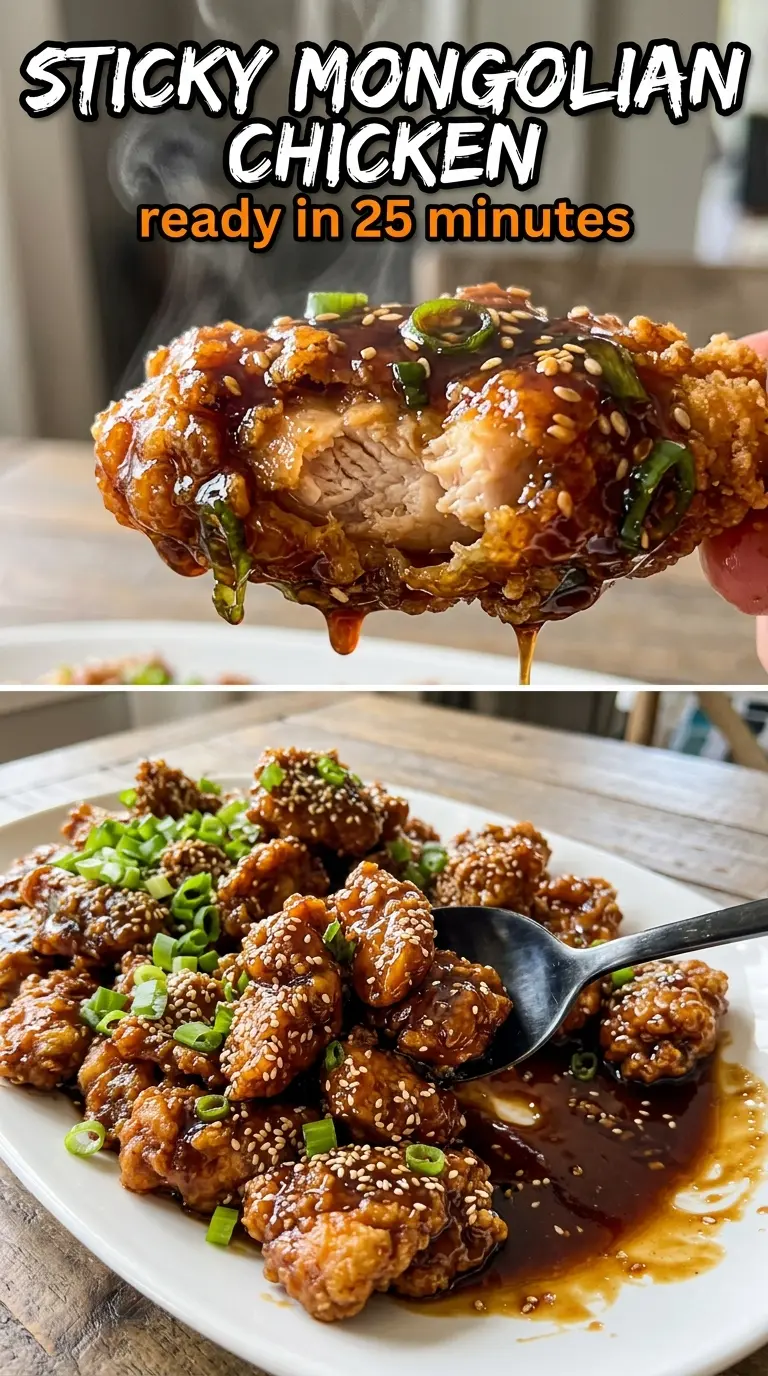 Mongolian chicken sticky soy-ginger glaze