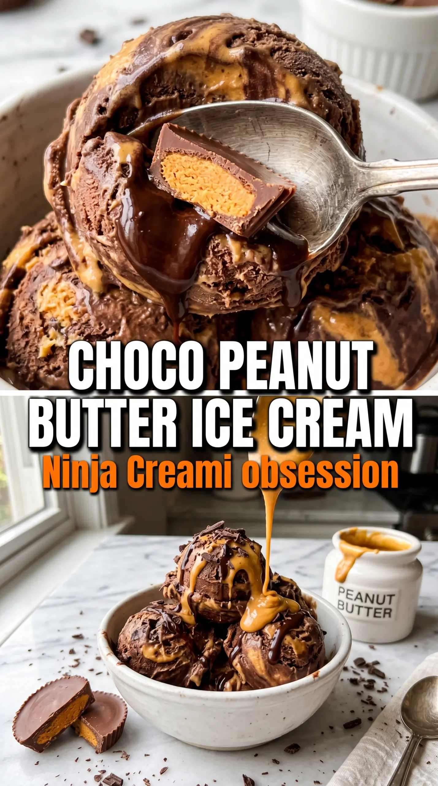 Ninja Creami Chocolate Peanut Butter Ice Cream rich swirled creamy