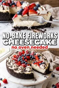 No-Bake Fireworks Oreo Cheesecake