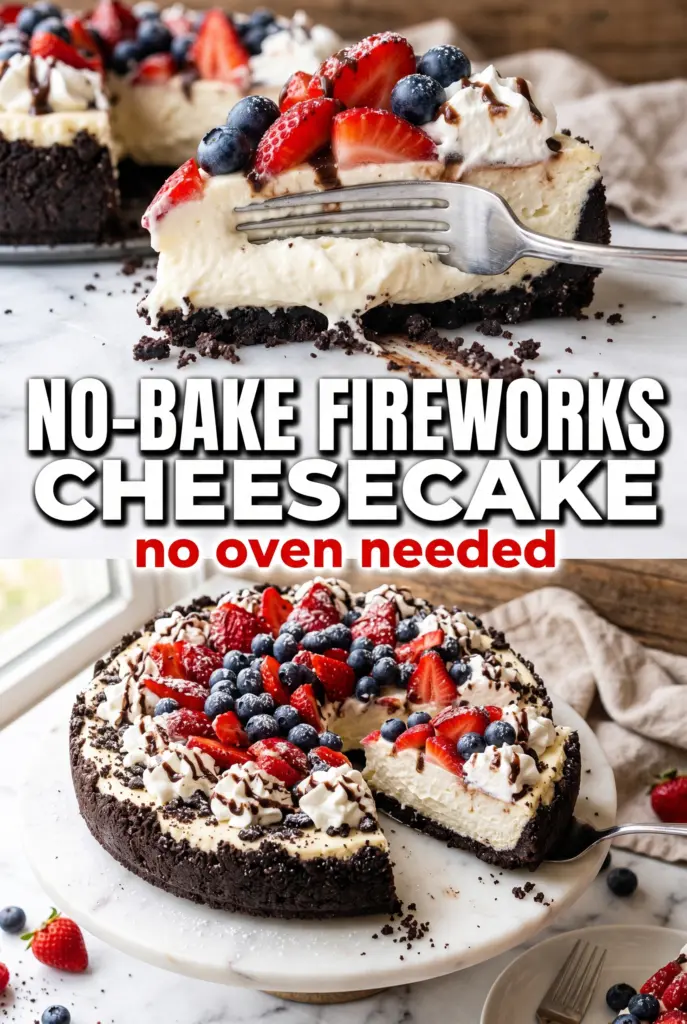 No-Bake Fireworks Oreo Cheesecake