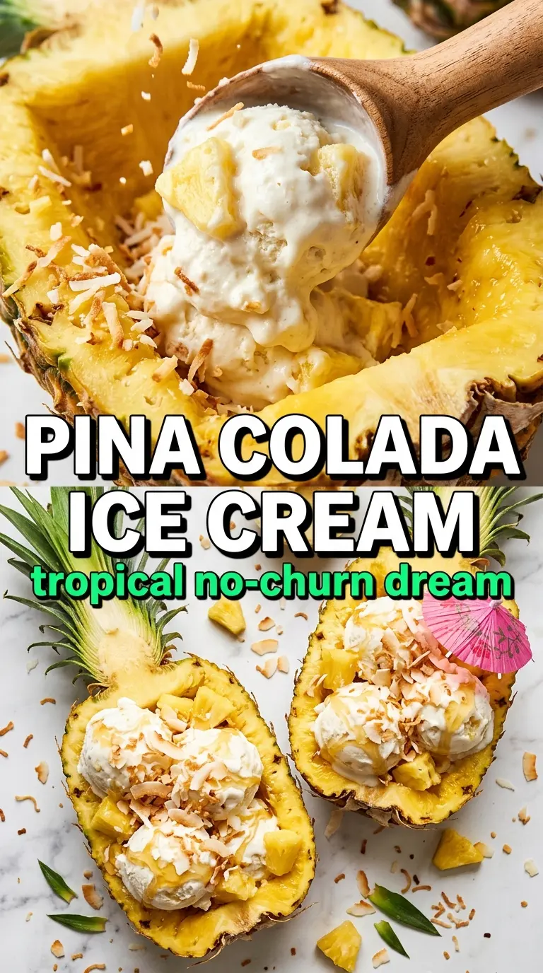No-Churn Pina Colada Ice Cream creamy tropical coconut pineapple