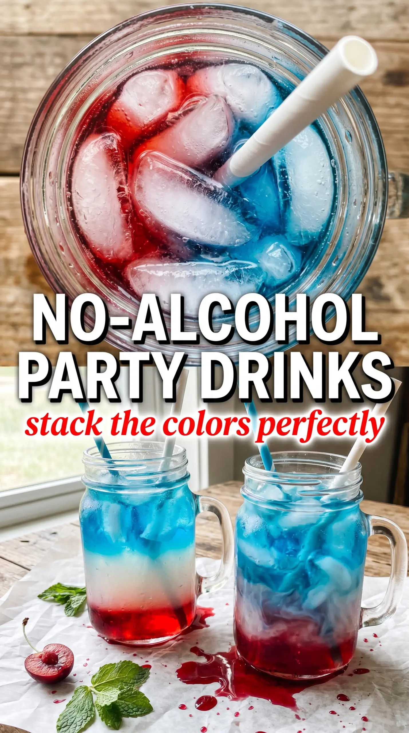 Non-Alcoholic Layered Drinks vibrant colorful layered beverage
