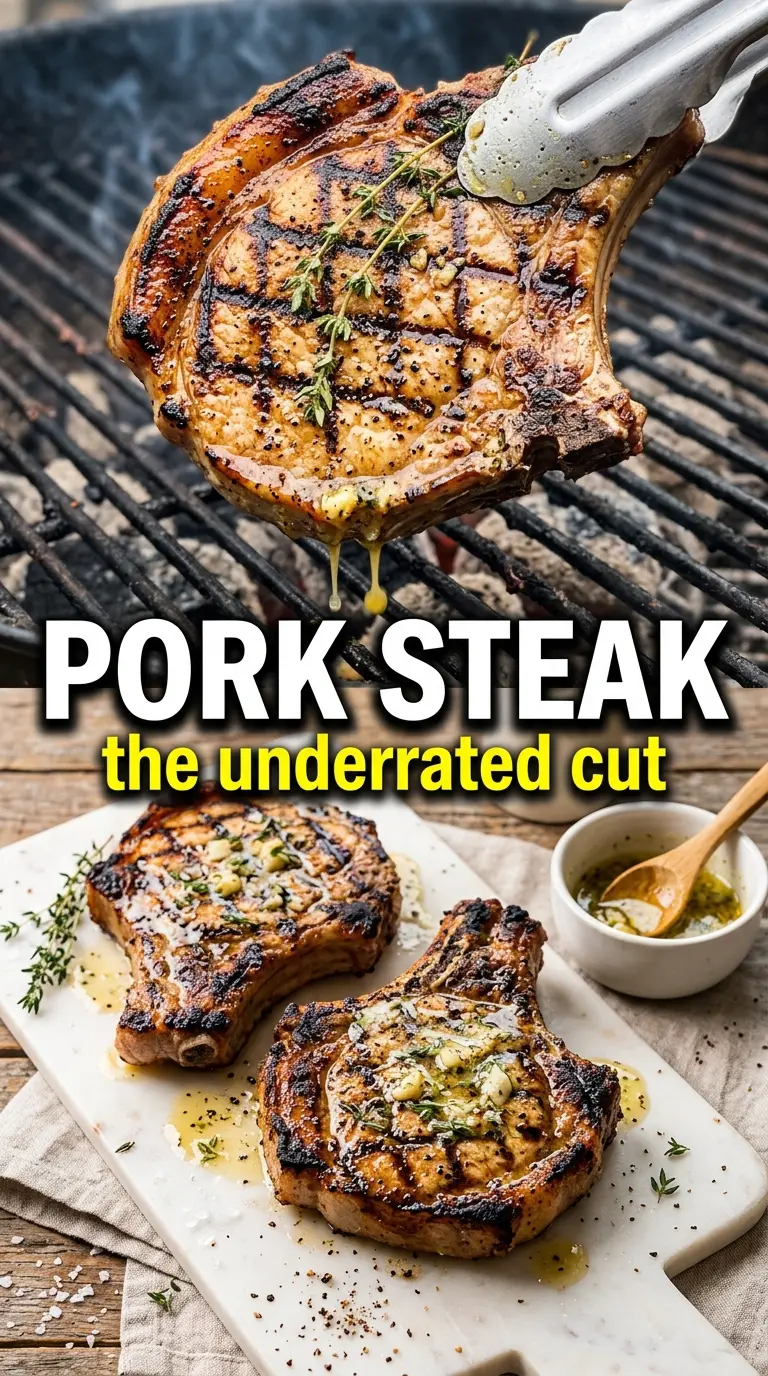 Pork Steak smoky crust garlic butter
