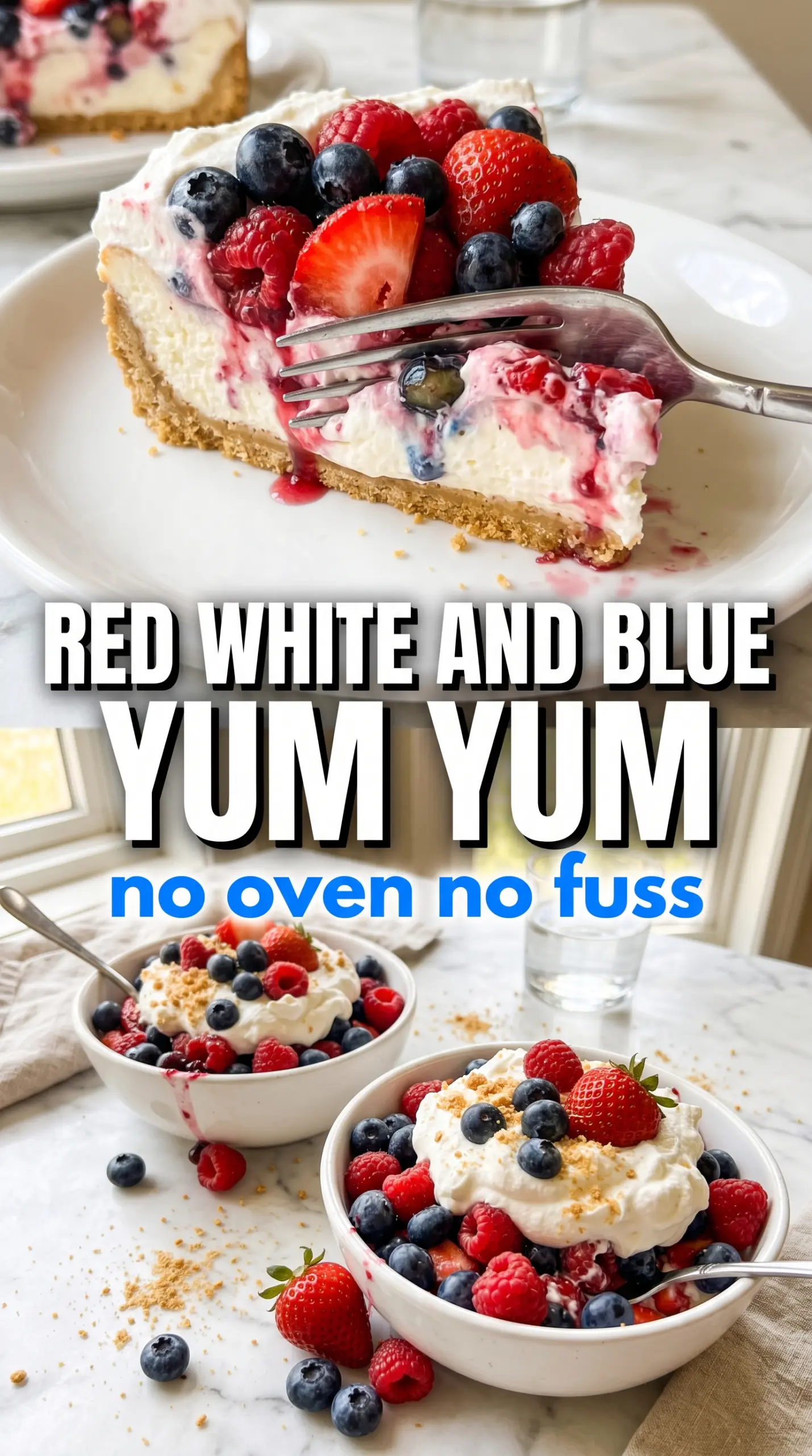 Red, White and Blue Mixed Berry Yum Yum patriotic layered dessert