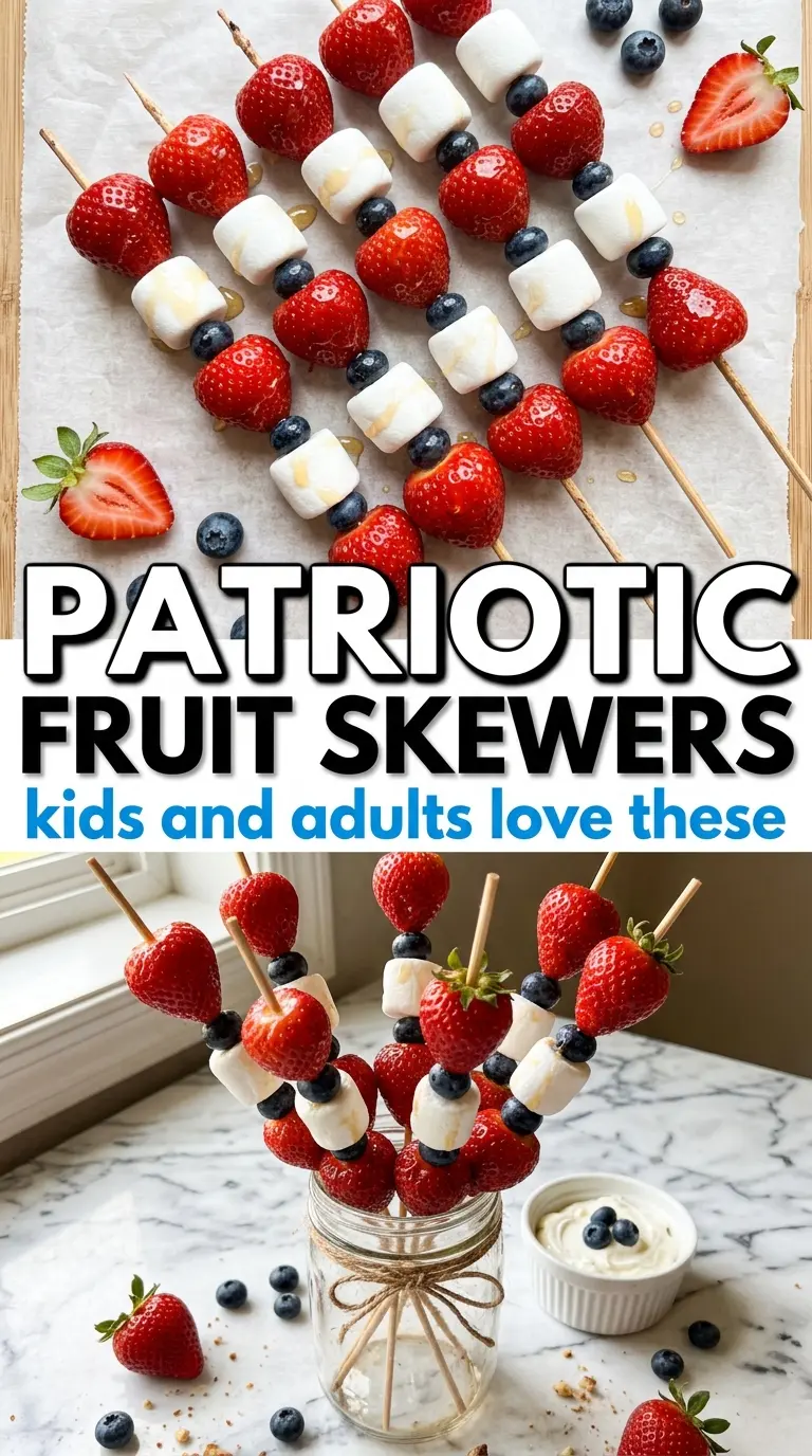 Red, White & Blue Fruit Kabobs patriotic fruit skewers