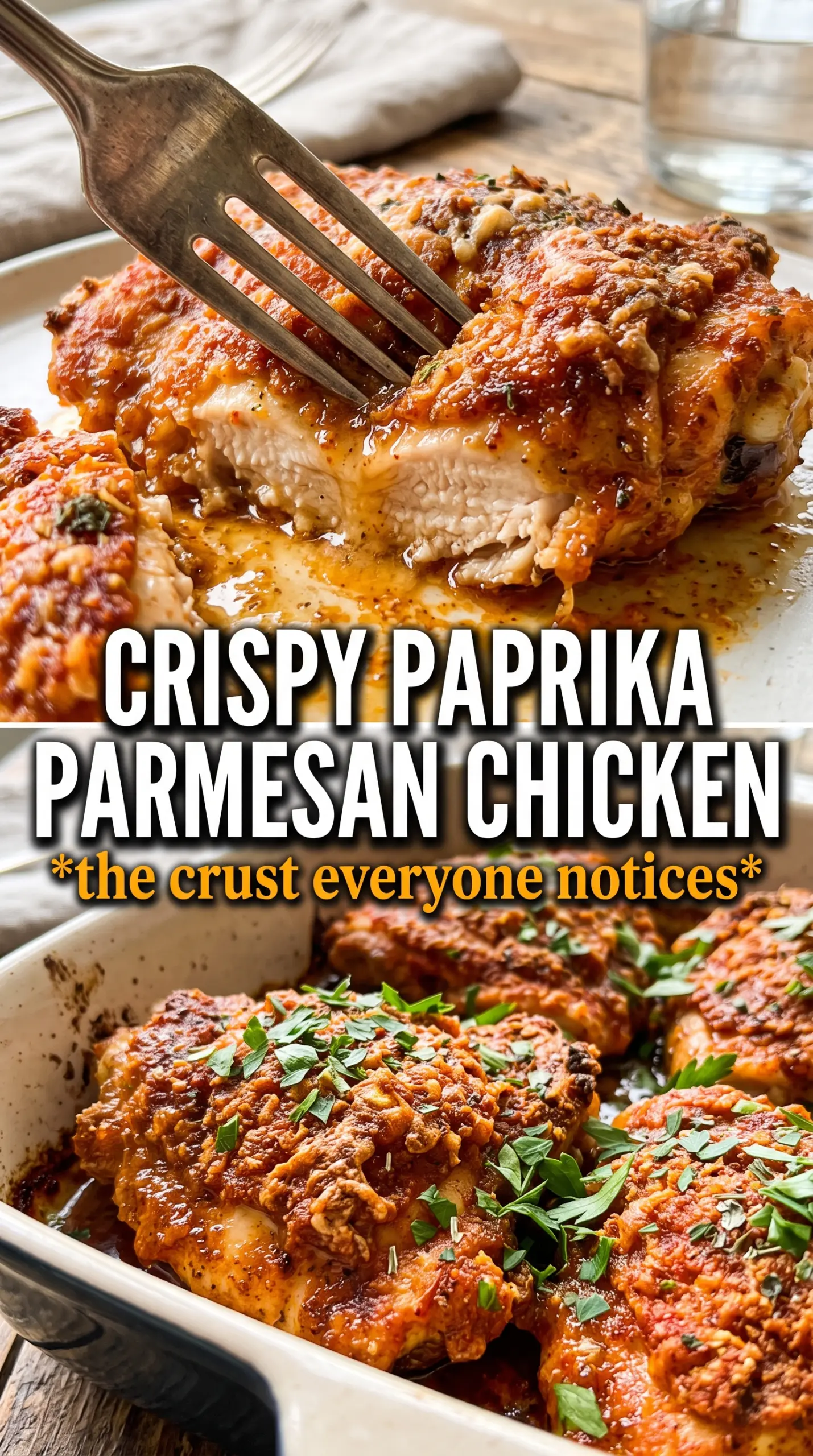 Baked Paprika Parmesan Chicken with smoky crust, golden Parmesan, crisp coating