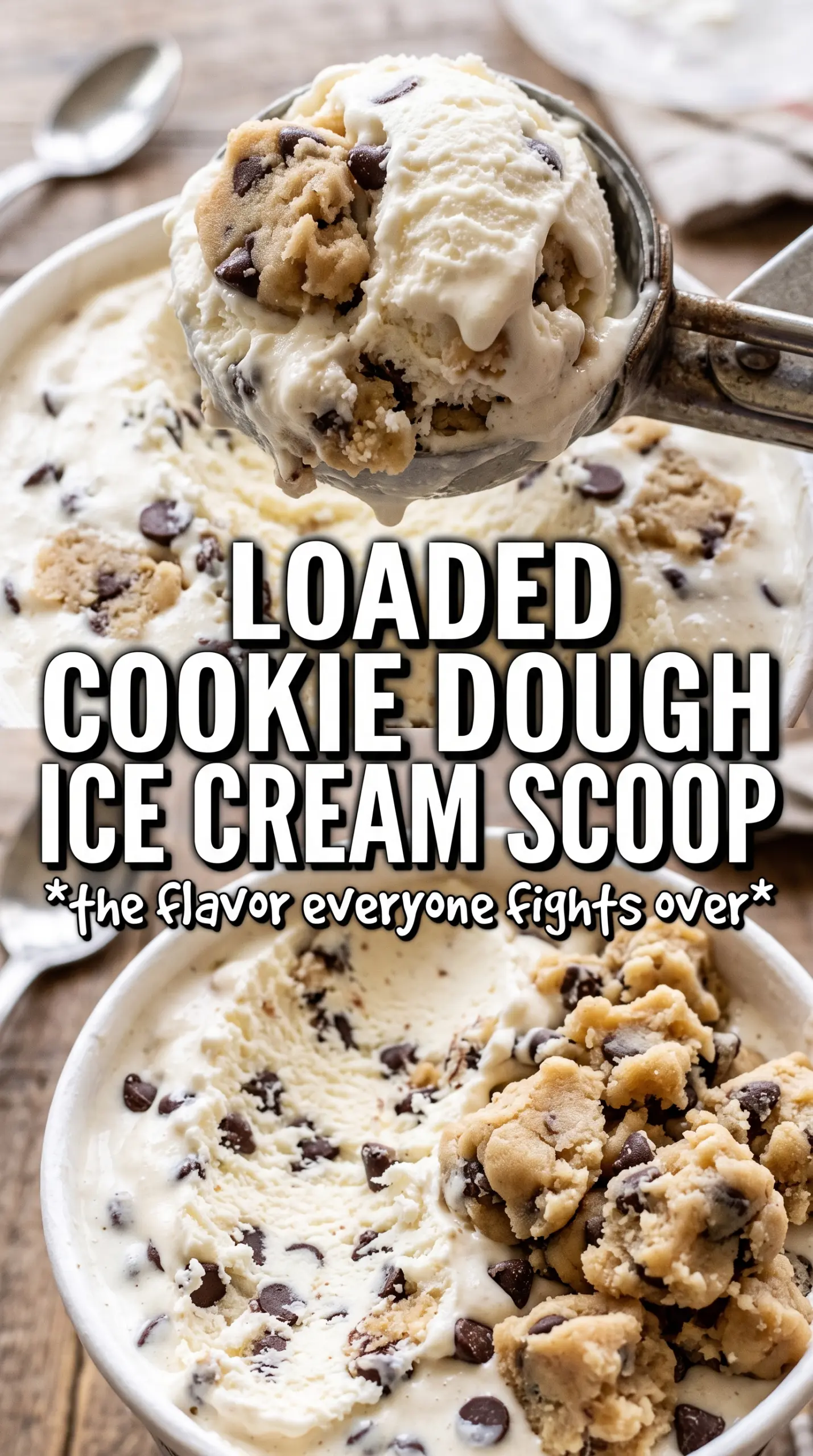 Scoop of homemade ice cream in a bowl