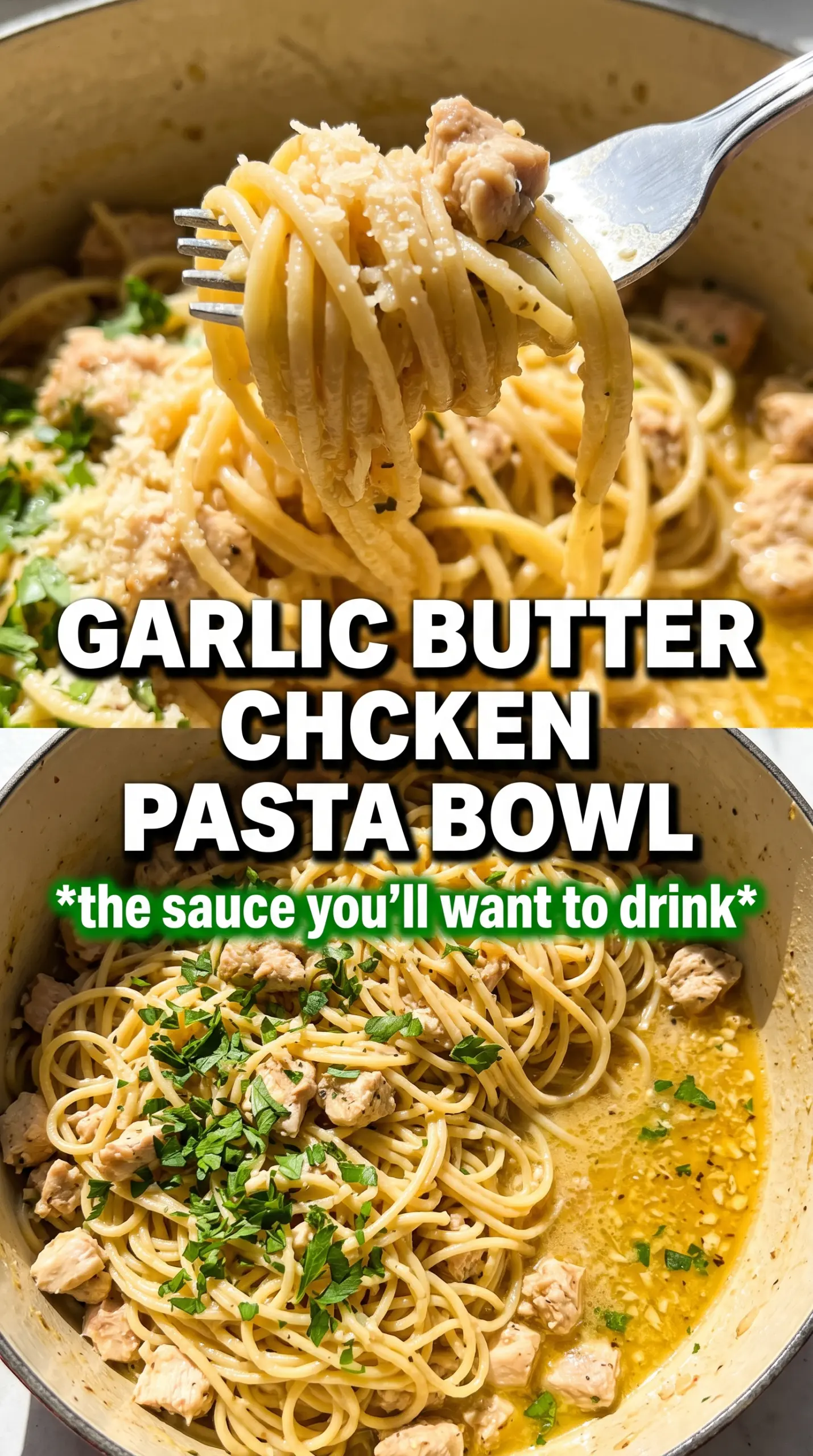 Garlic Butter Chicken Pasta glossy spaghetti chicken parsley