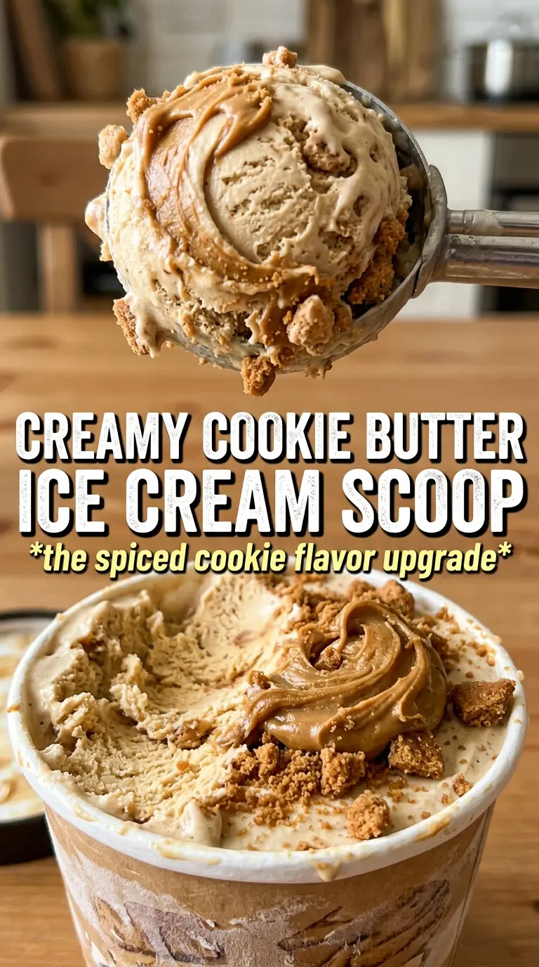 Homemade Cookie Butter Ice Cream, creamy spiced dessert
