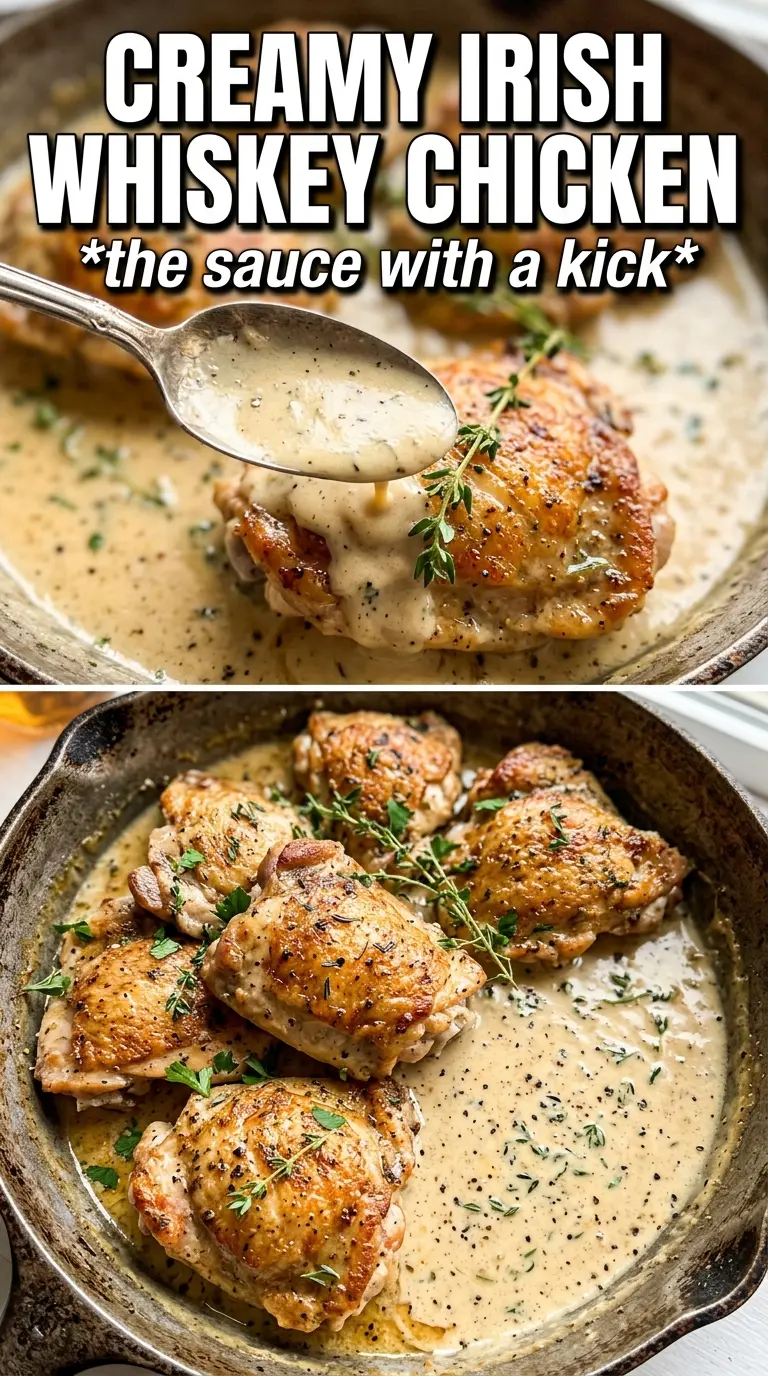 Irish Chicken in Whiskey Cream Sauce creamy mushrooms thyme