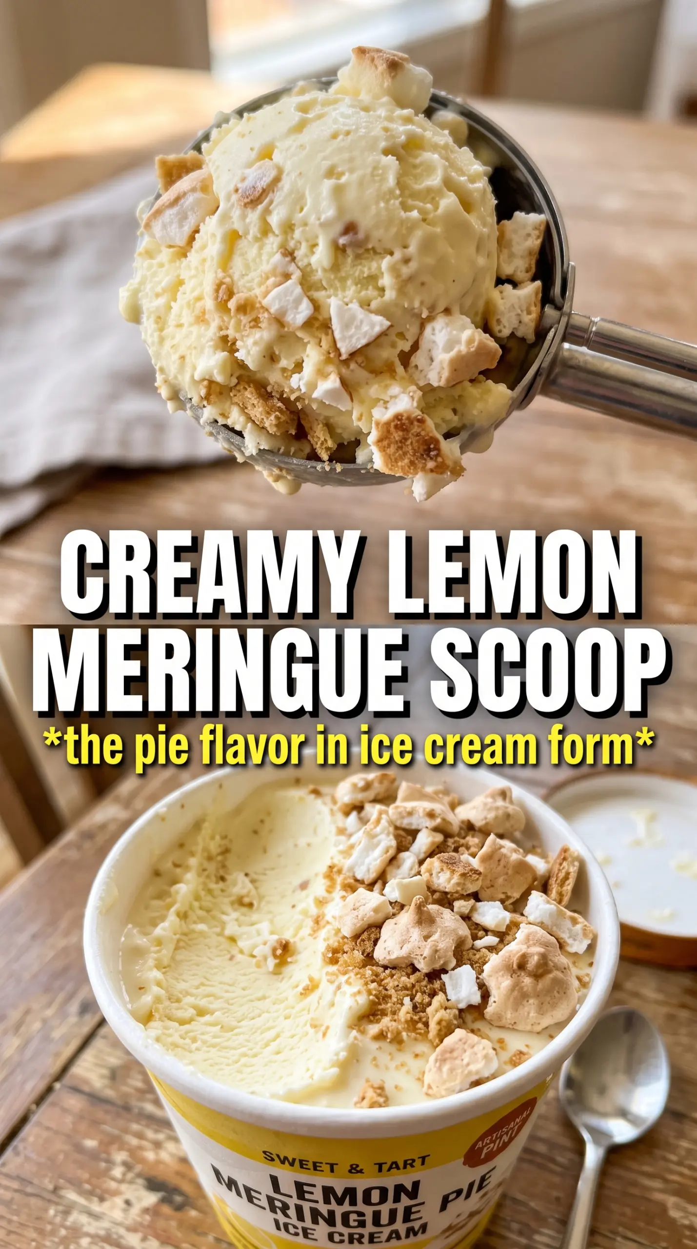 Lemon meringue ice cream bright lemon curd, toasted meringue, creamy