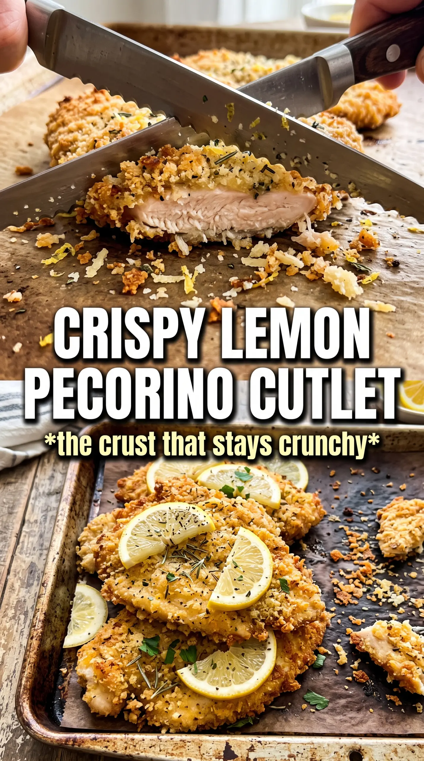Lemon Pecorino Crusted Chicken golden crisp