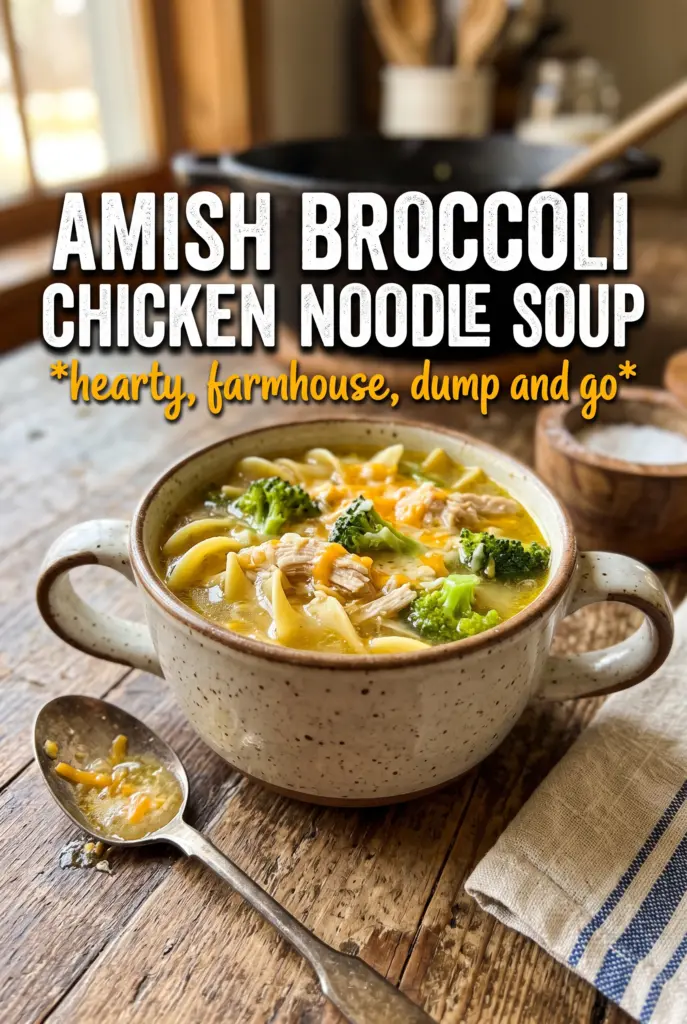 Amish Broccoli Chicken Noodle Slow Cooker Soup
