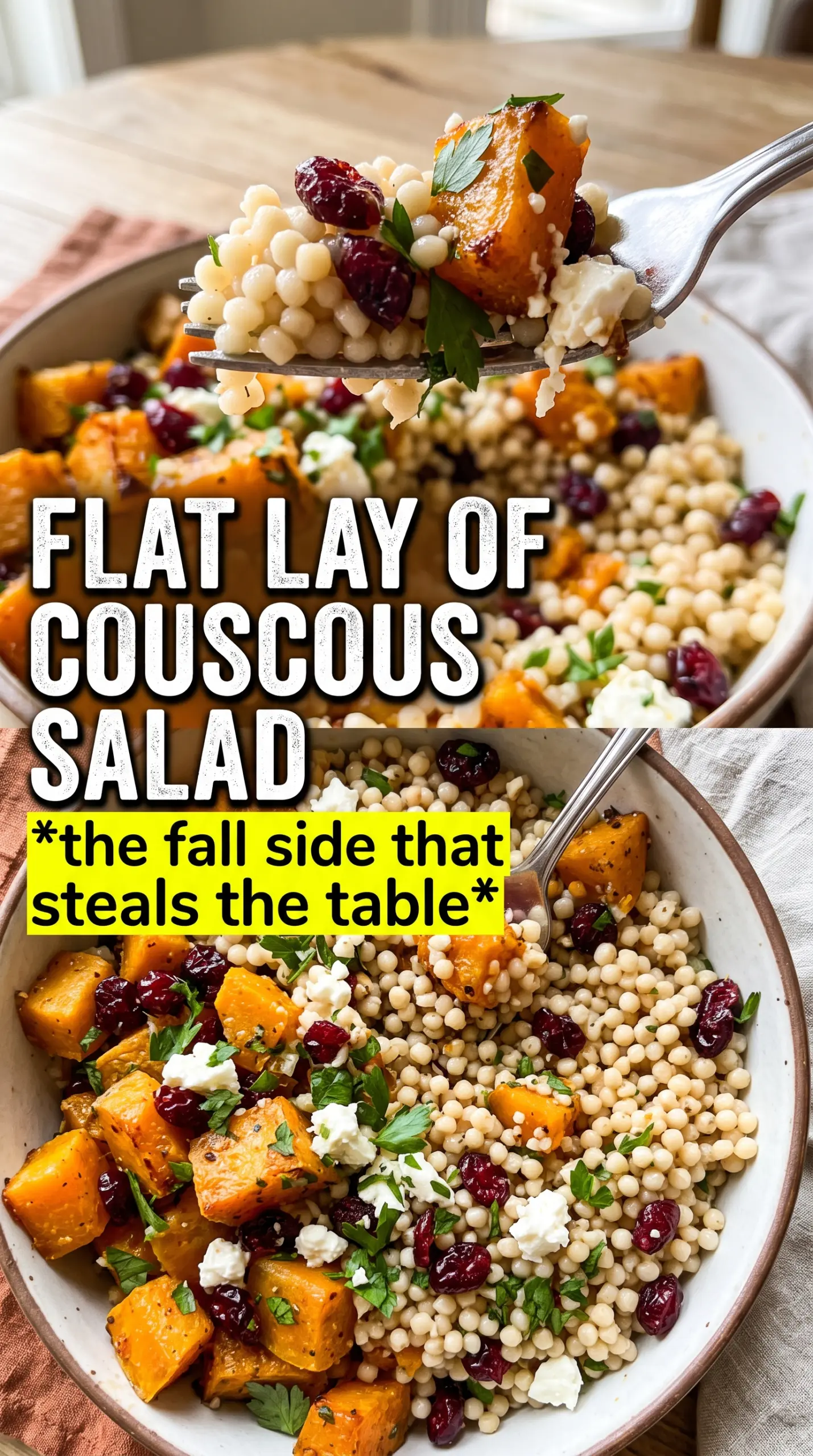 Autumn Pearl Couscous Salad roasted squash goat cheese