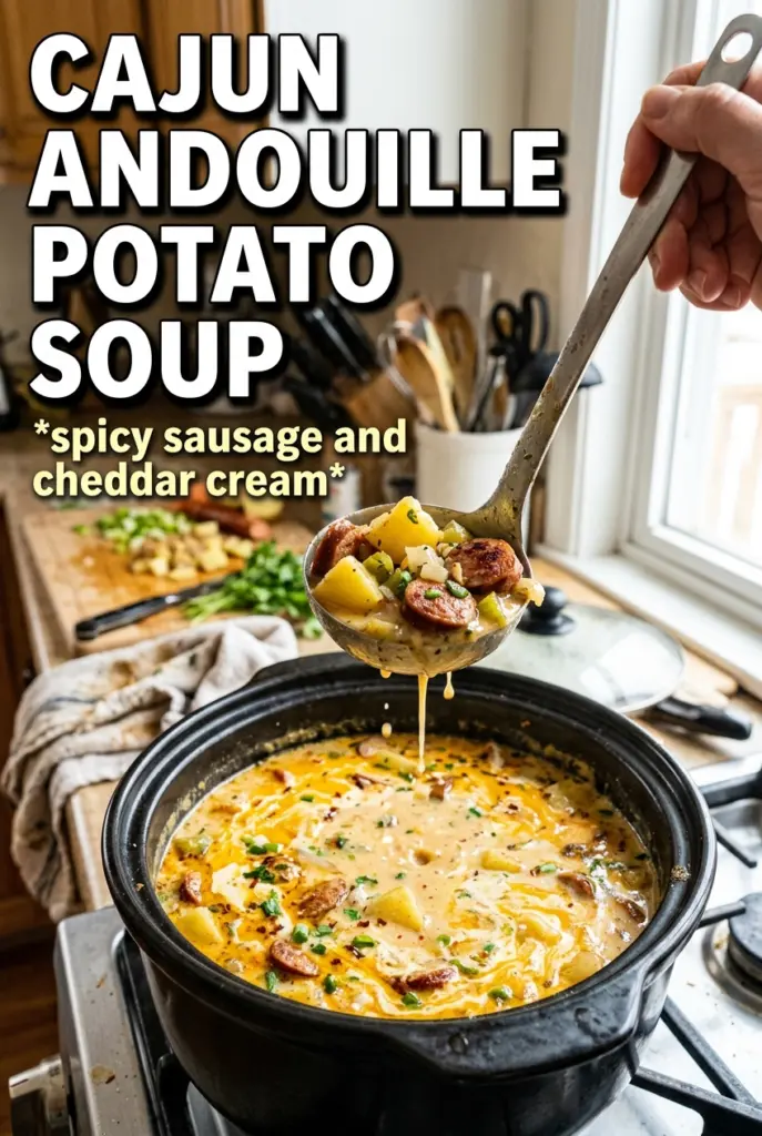 Cajun Potato Soup With Andouille Sausage And Cheddar Cream