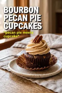 Chocolate Bourbon Pecan Pie Cupcakes With Butter Pecan Frosting