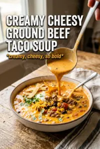 Creamy Cheesy Ground Beef Taco Soup