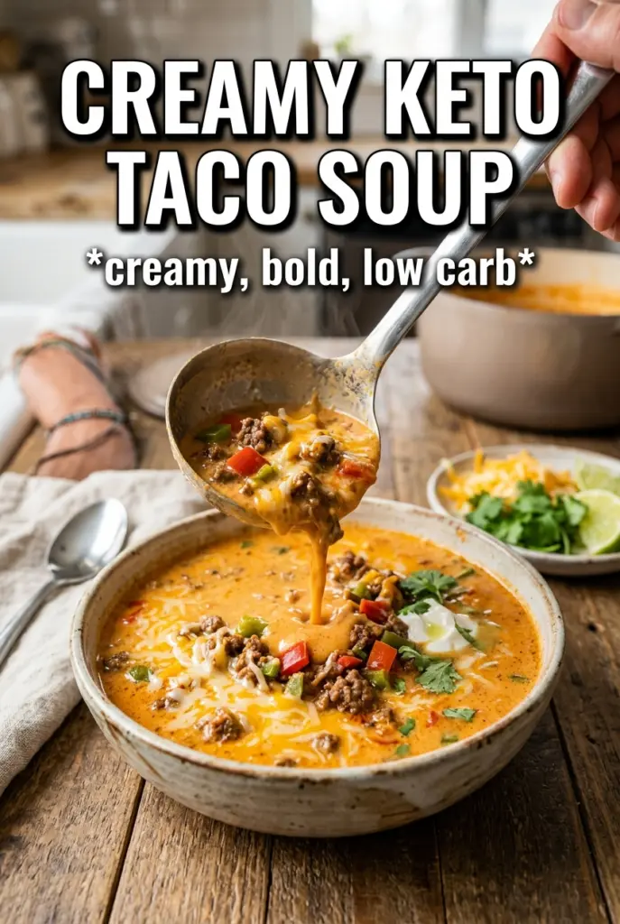 Creamy Keto Taco Soup With Ground Beef
