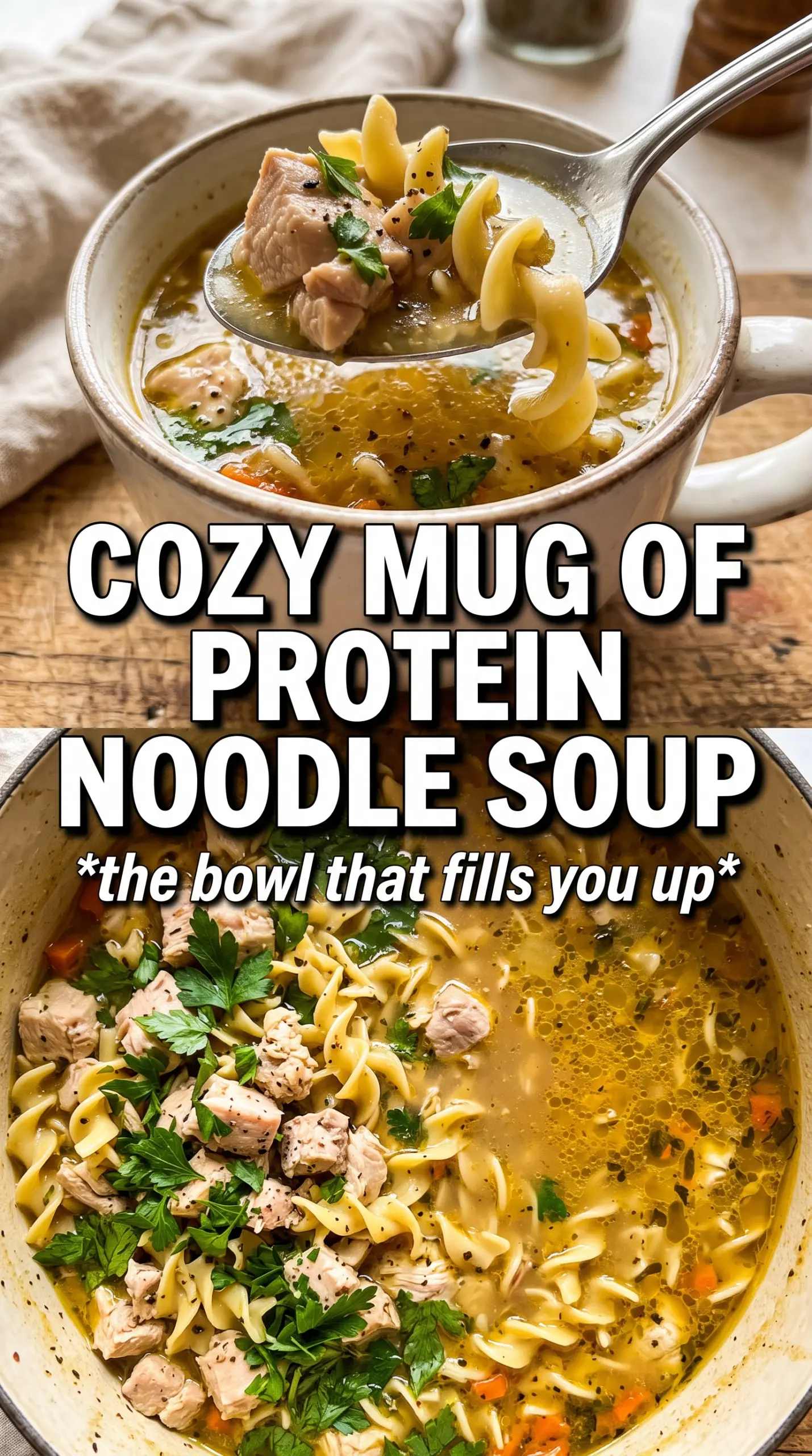 High Protein Chicken Noodle Soup chicken chickpeas noodles
