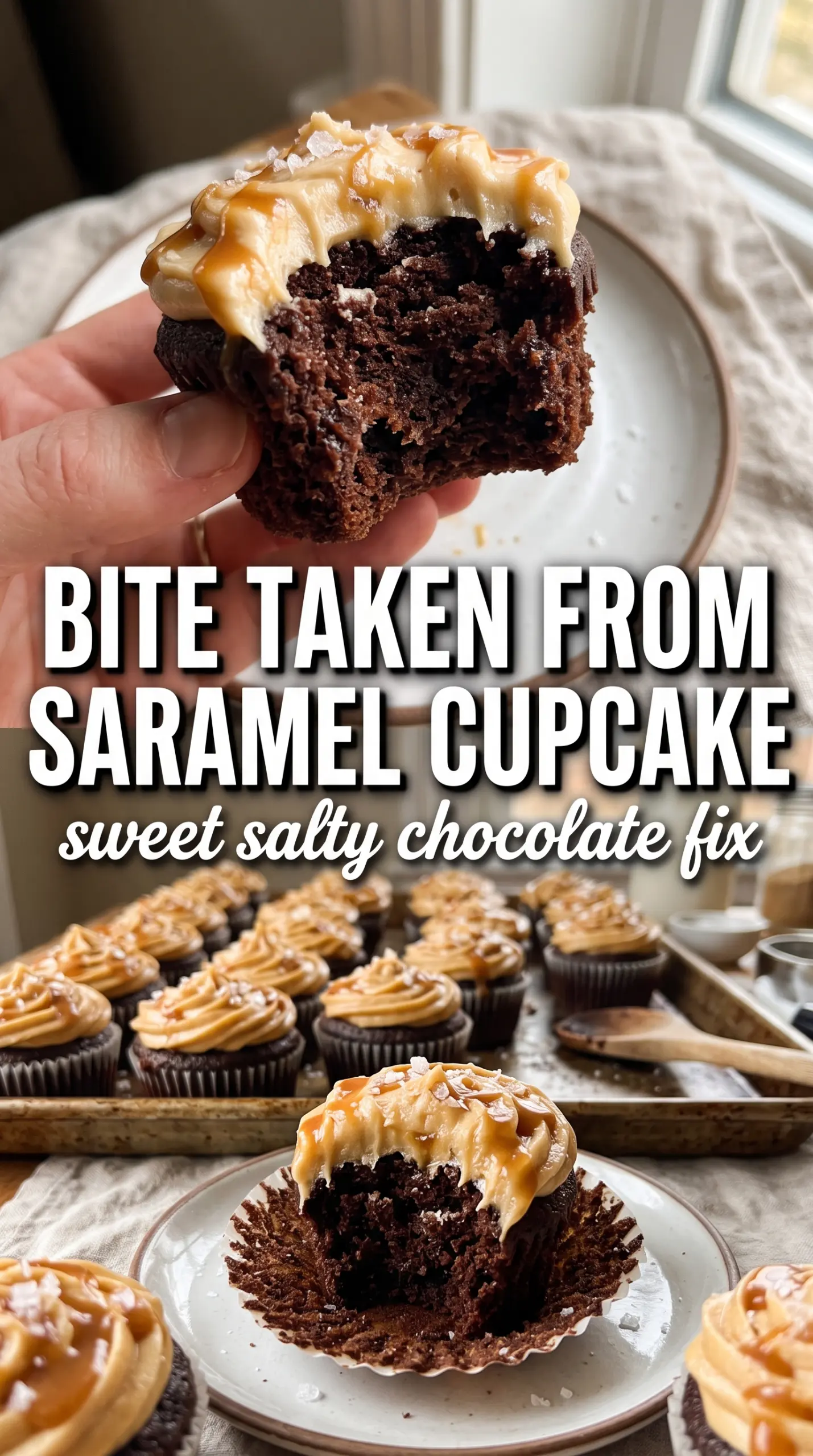 Salted Caramel Chocolate Cupcakes dark chocolate caramel-filled