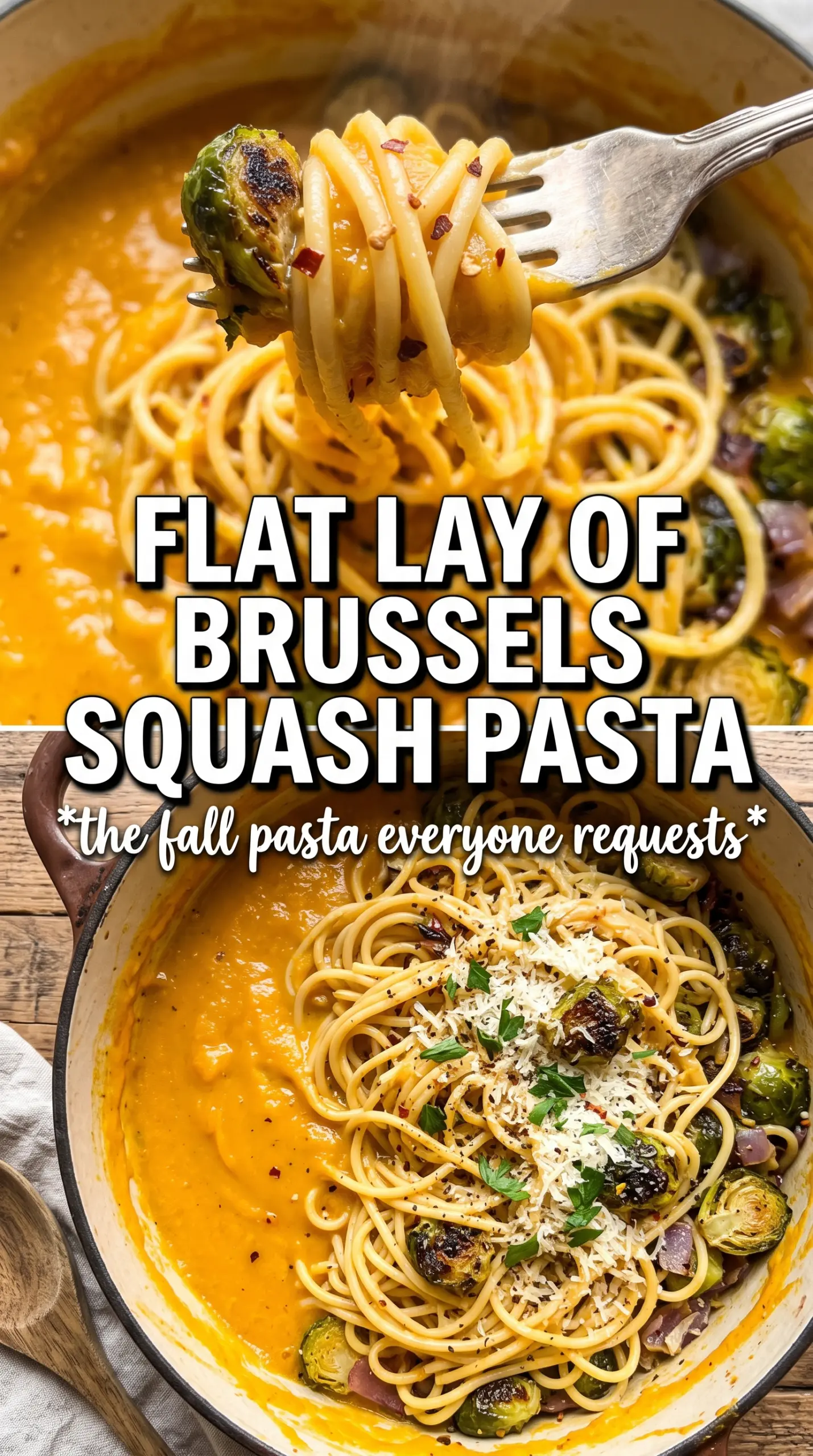 Brussels sprouts and butternut squash pasta caramelized savory