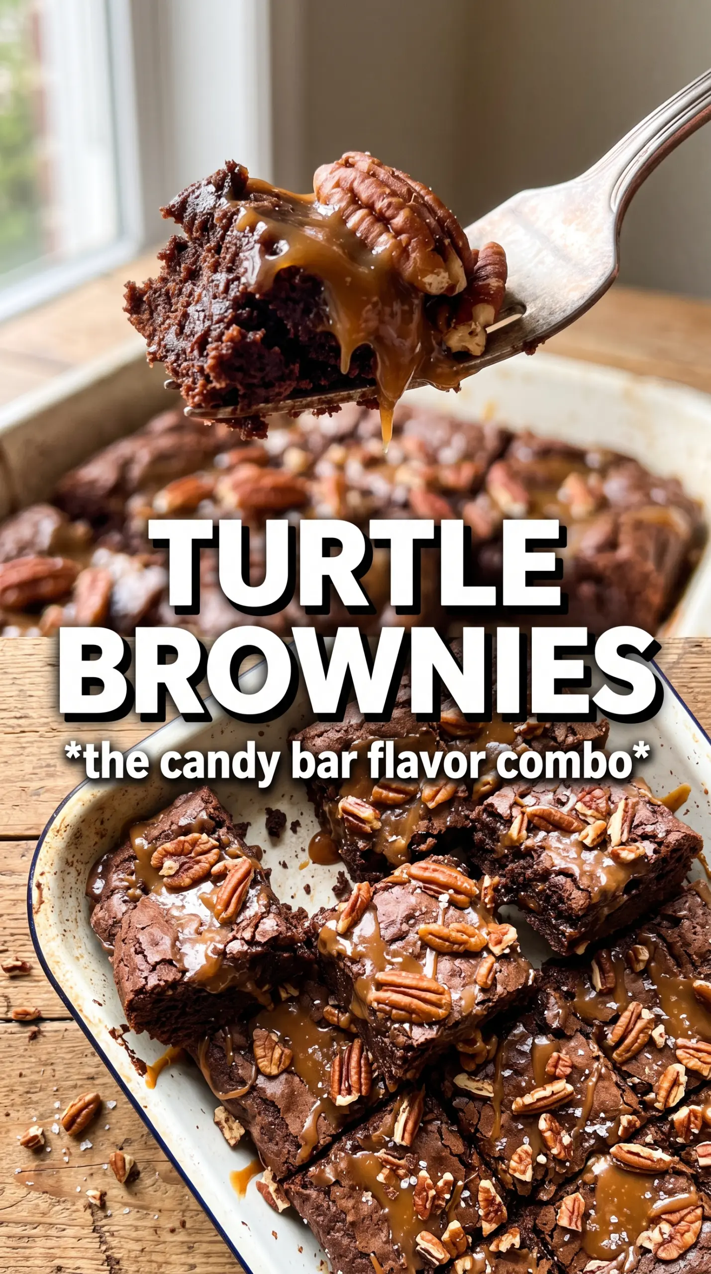 Turtle Brownies fudgy caramel pecan