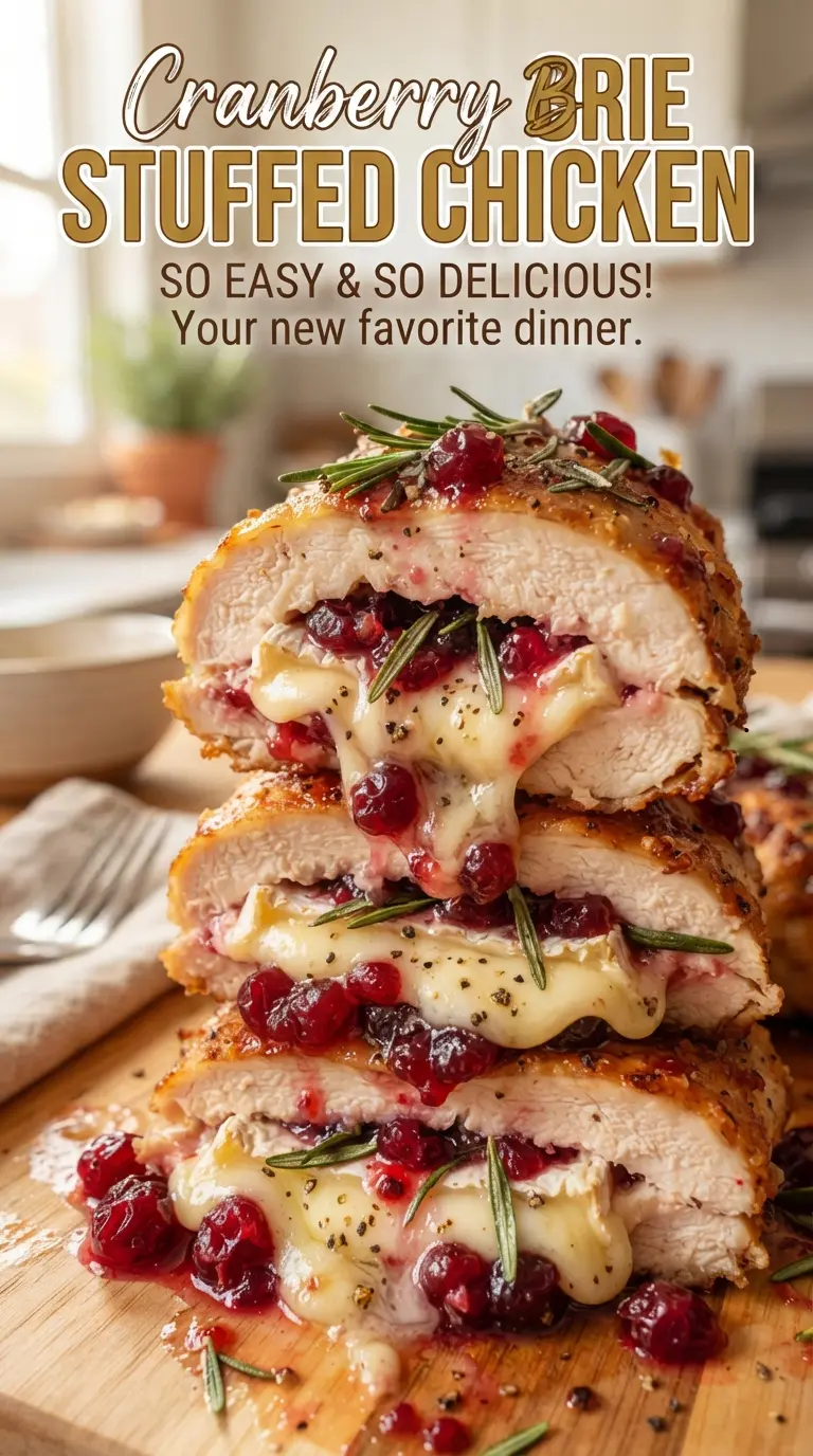 Cranberry Brie Stuffed Chicken golden seared molten brie cranberry