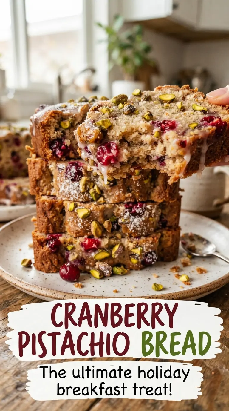 Cranberry Pistachio Bread tender crumb orange glaze